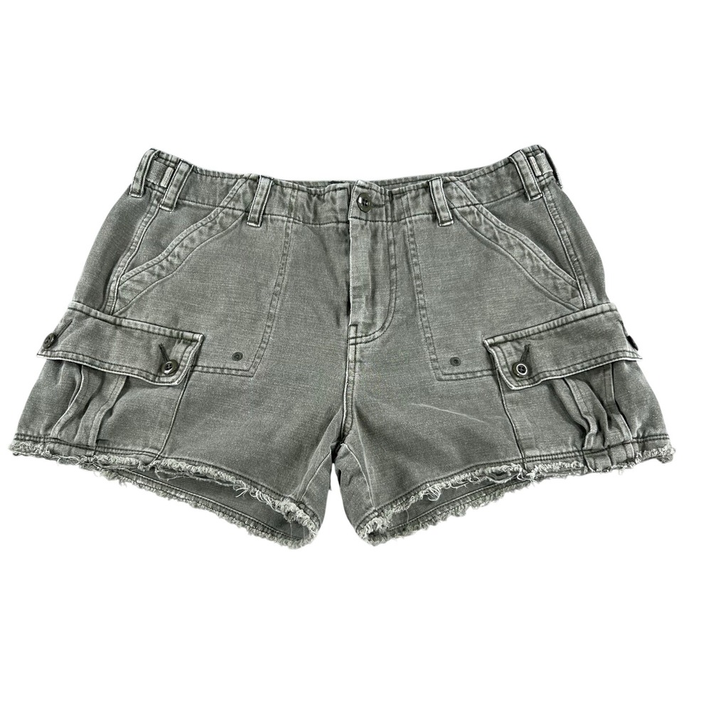 Lucky Brand Cargo Shorts Womens 28 Green Utility Raw Frayed Hem Pockets Casual